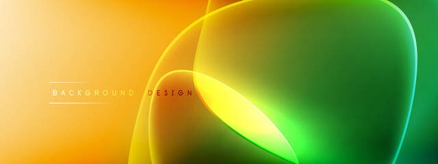 Vector abstract background - liquid bubble shapes on fluid gradient with shadows and light effects. Shiny design template for text