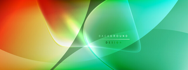 Vector abstract background - liquid bubble shapes on fluid gradient with shadows and light effects. Shiny design template for text