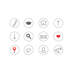 vector icons in circles on white background