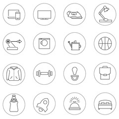 vector service icons in circles on white background