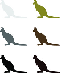 set of kangaroo silhouettes