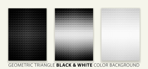 Geometric shapes triangle pyramid black & white color background. Poster design, vector illustration.