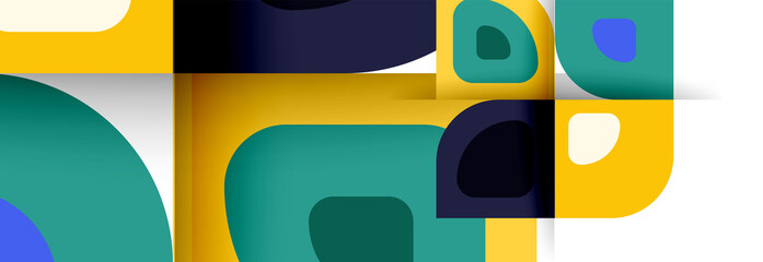 Fototapeta premium Set of vector modern geometric abstract backgrounds with repeating abstract round shapes patterns and shadow effects