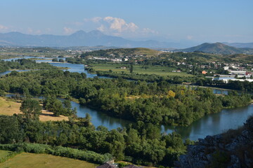 Fototapeta na wymiar Panorama z Kalaja e Shkodrës Rozafa Albania 
