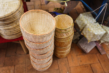 Various types of wickerwork at the wicker shop