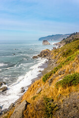 View over the coastline of northern California from a scenic outlook on highway no 1