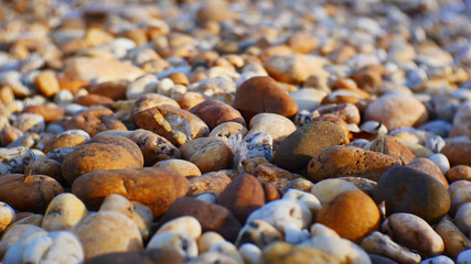 brown stone texture background. pebble stone garden