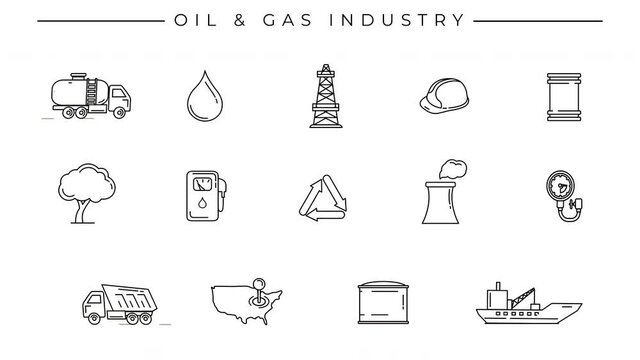 Oil and gas line icons on the alpha channel.