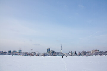 Hamburg im Winter, Außenalster zugefroren, Hamburg, Deutschland