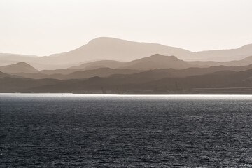 sea and mountains in the mist