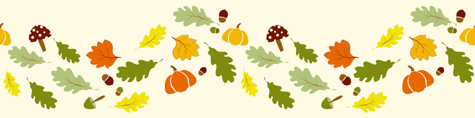 Autumn, fall leaves border seamless pattern concept design for seasonal, thanksgiving