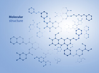 Abstract molecules design. Molecular structure or molecular structural coding  elements. Medical background for banner or flyer. Vector illustration.