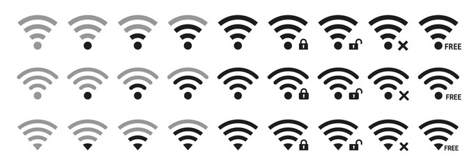 WIFI icon set in various shapes