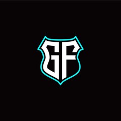 G F initials monogram logo shield designs modern