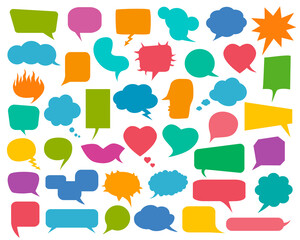 Set of color speech bubbles for infographics. Vector talk and thought sketch bubbles.