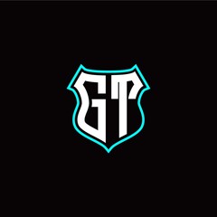 G T initials monogram logo shield designs modern