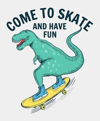 Skater dinosaur vector illustration with slogans for t-shirt and other uses. © cddesign.co