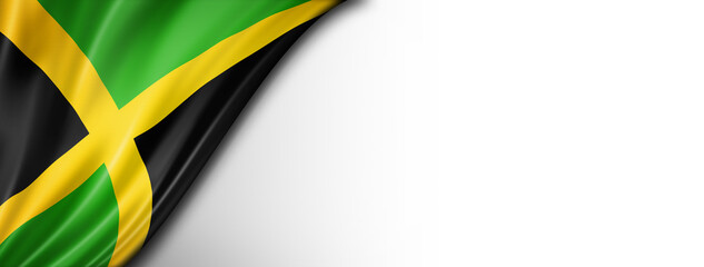 Jamaican flag isolated on white banner - obrazy, fototapety, plakaty