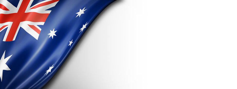 Australian flag isolated on white banner