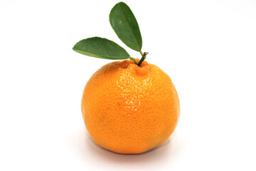 Fresh and sweet and delicious Orange with leaves isolated on white background.