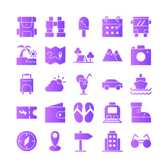 Travel icon set vector gradient for website, mobile app, presentation, social media. Suitable for user interface and user experience.