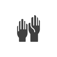 Human Hands Raising Up vector icon. filled flat sign for mobile concept and web design. Voting hands glyph icon. Symbol, logo illustration. Vector graphics