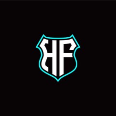 H F initials monogram logo shield designs modern