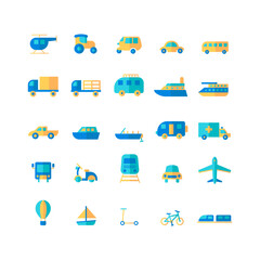 Transportation icon set vector flat for website, mobile app, presentation, social media. Suitable for user interface and user experience.