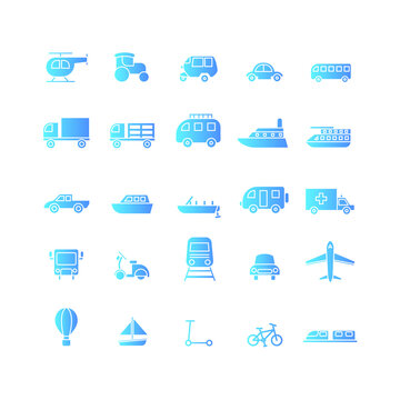 Transportation icon set vector gradient for website, mobile app, presentation, social media. Suitable for user interface and user experience