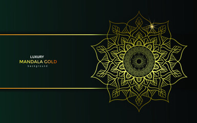 Luxury gold mandala ornate background for wedding invitation, book cover