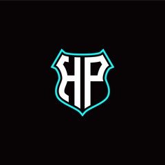 H P initials monogram logo shield designs modern