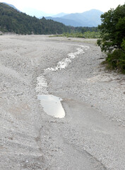 Tagliamento river in Italy and the water that disappears among t