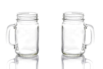 Empty vintage mason Jar on White background