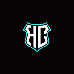 H C initials monogram logo shield designs modern