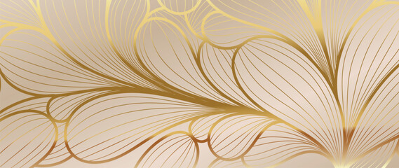 Luxury golden wallpaper. Art Deco Pattern, Vip invitation background texture for print, fabric, packaging design, invite.  Vintage vector illustration. - obrazy, fototapety, plakaty