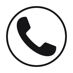 Phone icon. Call application symbol. Flat interface sign. Simple shape old telephone logo. Isolated on white background. Vector illustration image.