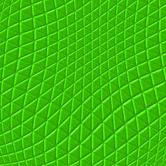 3Dのイラストレーションの背景　緑の歪んだ格子状のタイルパターン