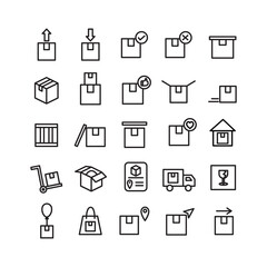 Package icon set vector line for website, mobile app, presentation, social media. Suitable for user interface and user experience.