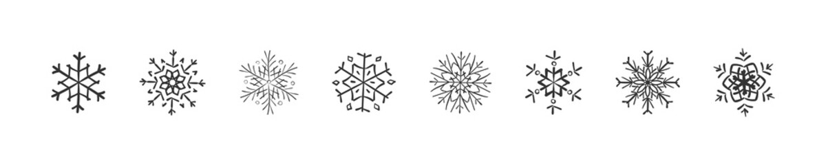 Hand drawn snowflakes. Snowflakes icon. Vector illustration