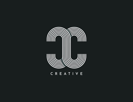 Letter CC vector line logo design illustration. Creative minimal logotype icon symbol template. 