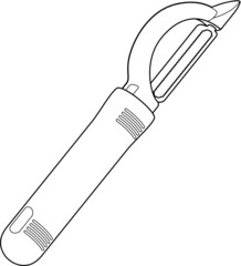 A vector line art illustration of a swivel blade peeler