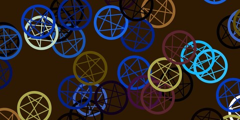 Light Blue, Yellow vector texture with religion symbols.