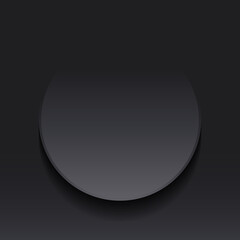 Dark gray circle round note label paper cut style.