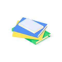 Isometric book school teaching and education knowledge learn library flat icon symbol vector illustration