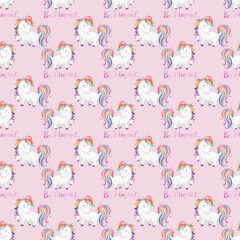 Watercolor seamless pattern with unicorns