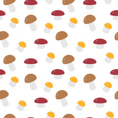 Seamless pattern of mushrooms, vector illustration