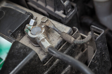 Old dusty motor close-up.