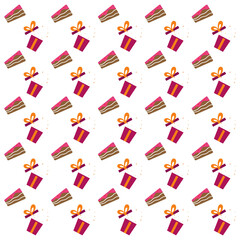 Fototapeta na wymiar Cakes and gifts seamless pattern background.Colorful wallpaper vector illustration and good for printing