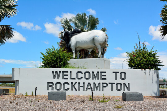 Rockhampton, Queensland, Australia – December 28, 2017. Statue of Brahman bull in Rockhampton, Queensland, Australia