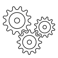 Cogwheel icon. Sprocket wheel logo. Settings button sign. Mechanic gear symbol. Black silhouette isolated on white background. Vector illustration image.